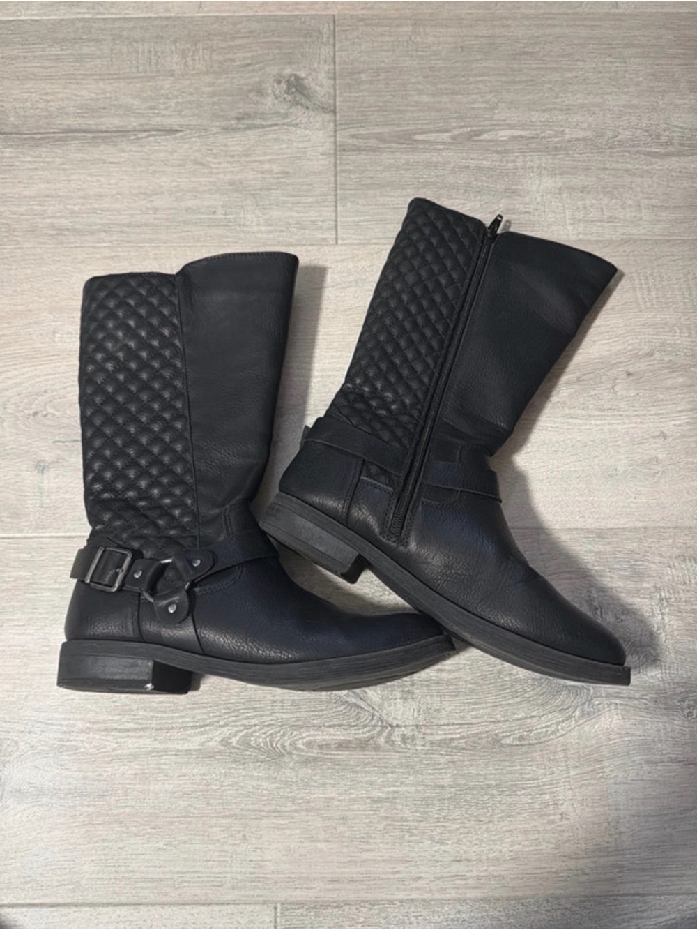 Classic Black Quilted Mid-Calf Boots